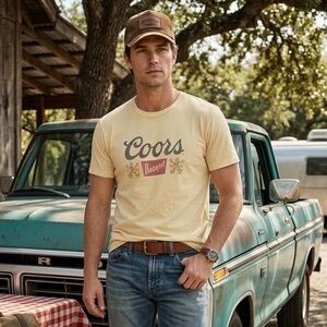 American Needle Coors Banquet Graphic Tee - Vintage Style - Yellow - Size L